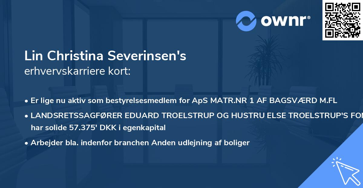 Lin Christina Severinsen's erhvervskarriere kort