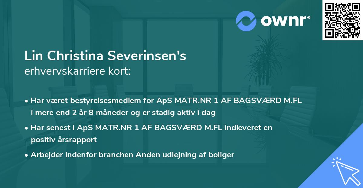 Lin Christina Severinsen's erhvervskarriere kort