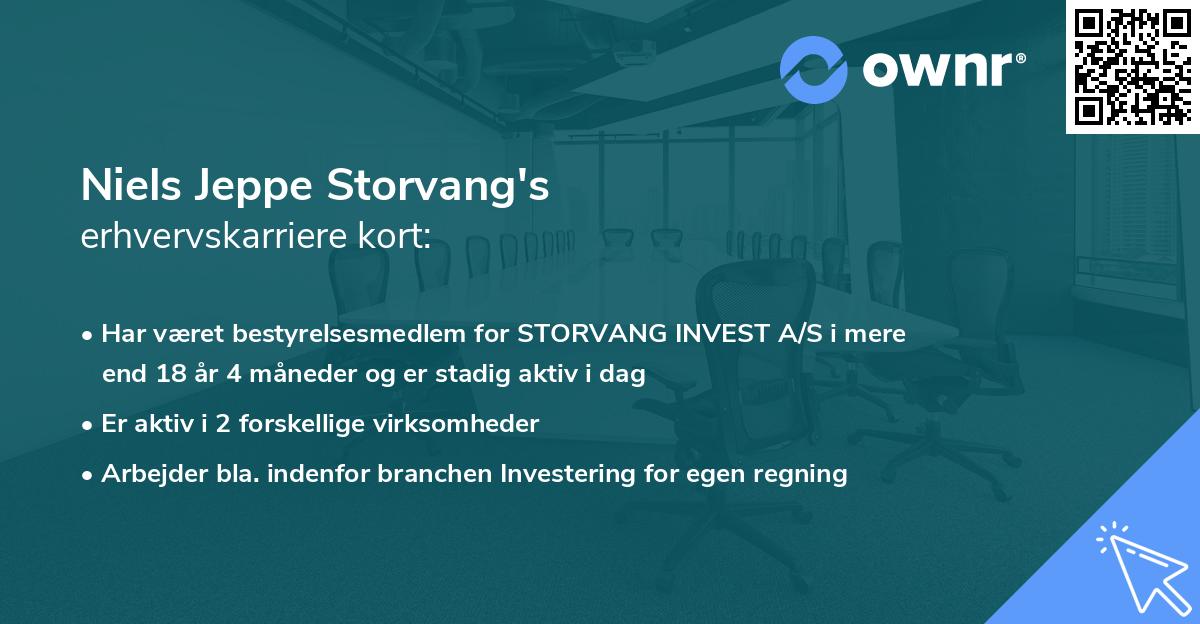 Niels Jeppe Storvang's erhvervskarriere kort