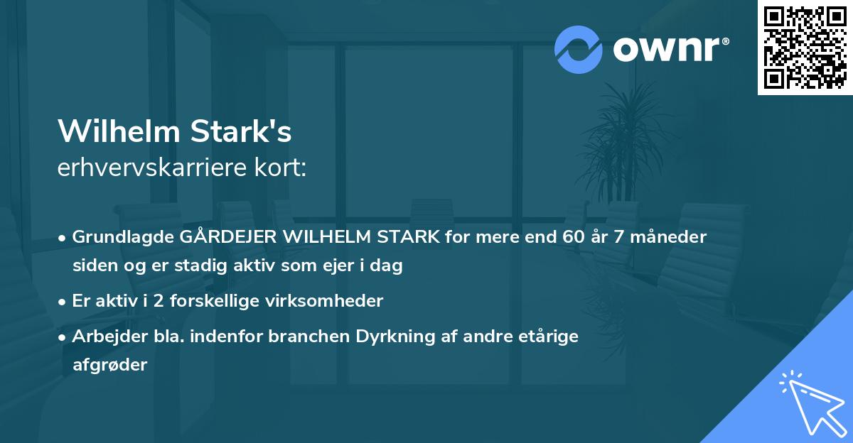 Wilhelm Stark's erhvervskarriere kort