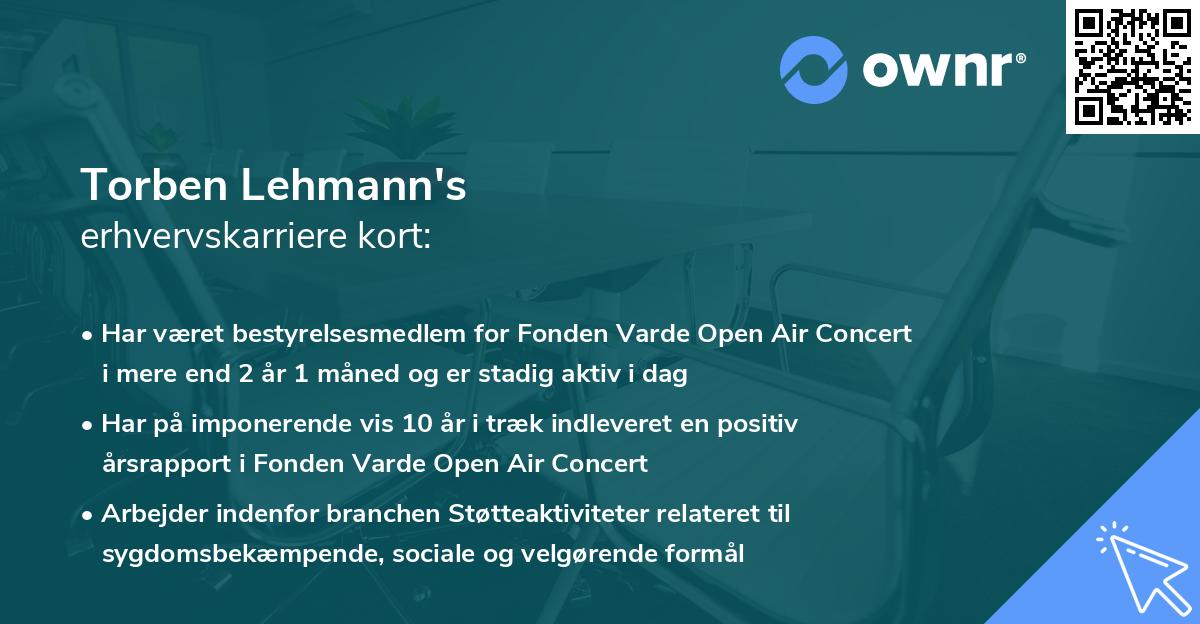 Torben Lehmann's erhvervskarriere kort