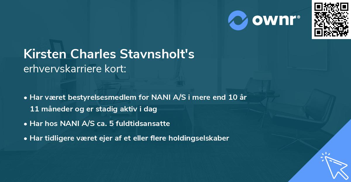 Kirsten Charles Stavnsholt's erhvervskarriere kort