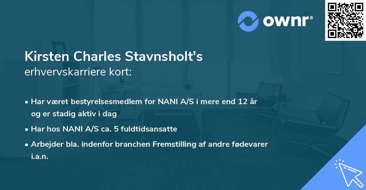 Kirsten Charles Stavnsholt's erhvervskarriere kort