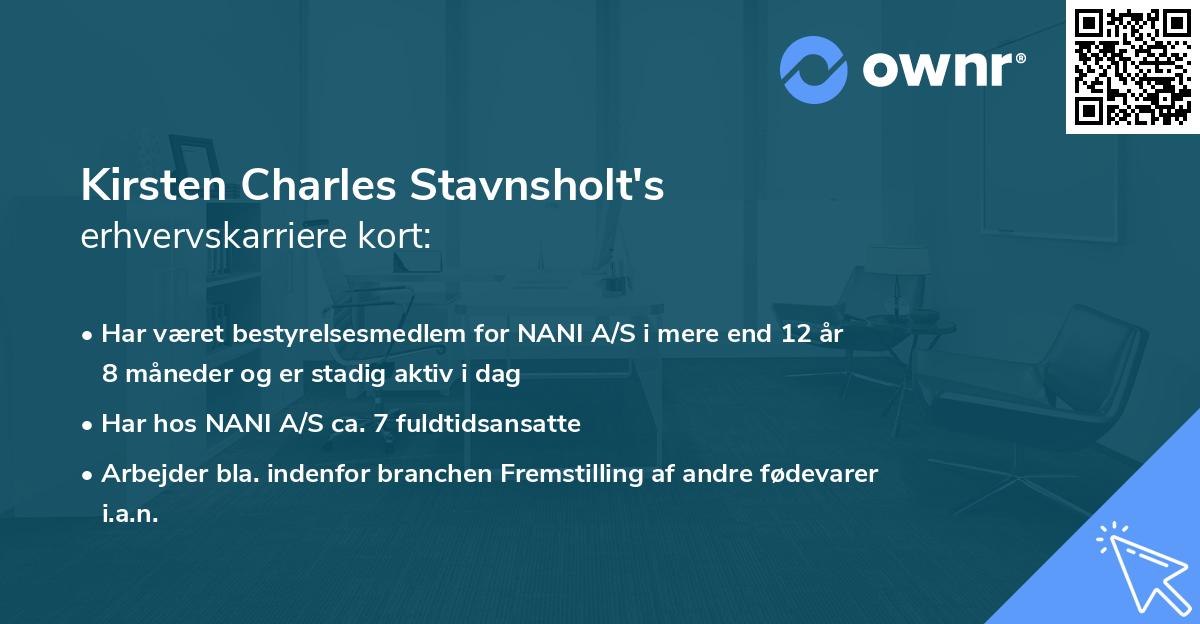 Kirsten Charles Stavnsholt's erhvervskarriere kort
