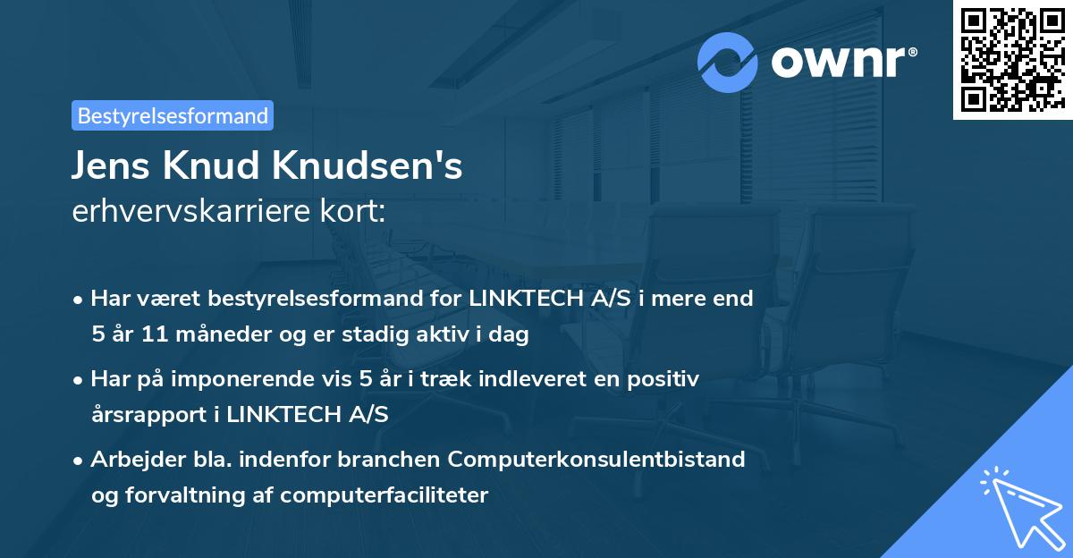 Jens Knud Knudsen's erhvervskarriere kort