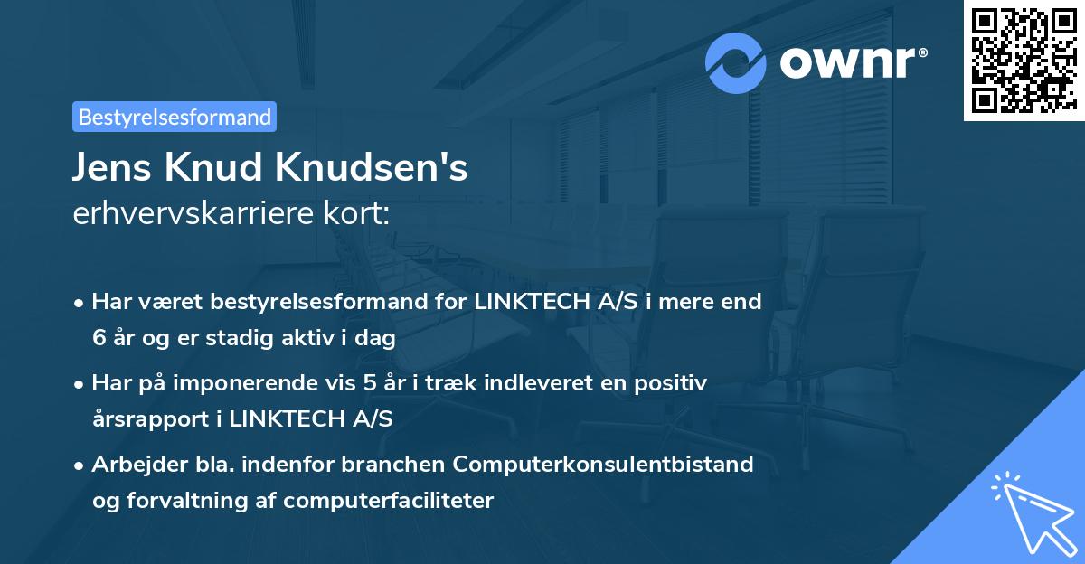 Jens Knud Knudsen's erhvervskarriere kort