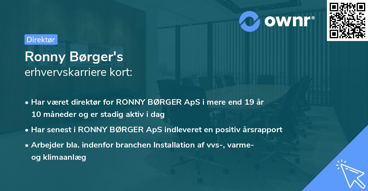 Ronny Børger's erhvervskarriere kort