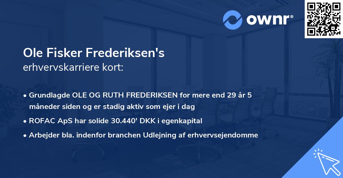 Ole Fisker Frederiksen's erhvervskarriere kort