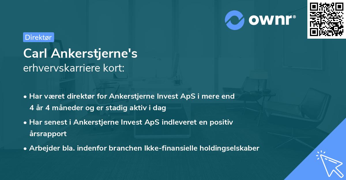 Carl Ankerstjerne's erhvervskarriere kort