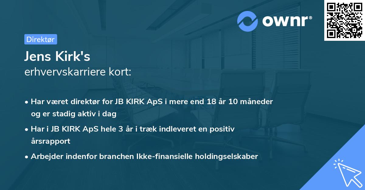 Jens Kirk's erhvervskarriere kort
