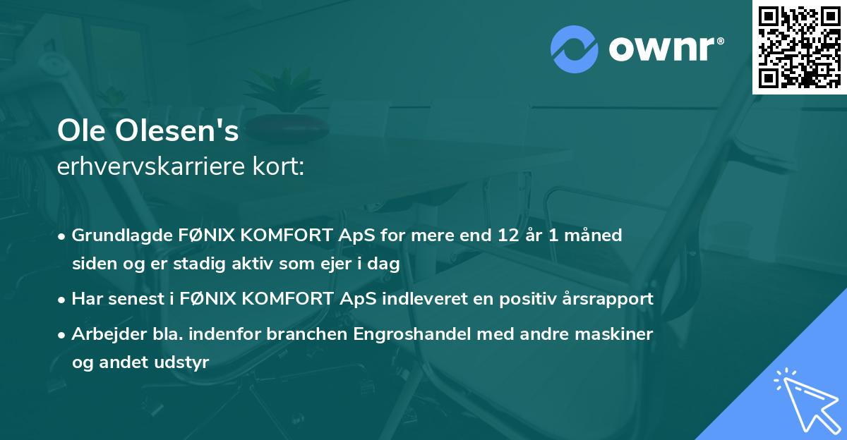 Ole Olesen's erhvervskarriere kort