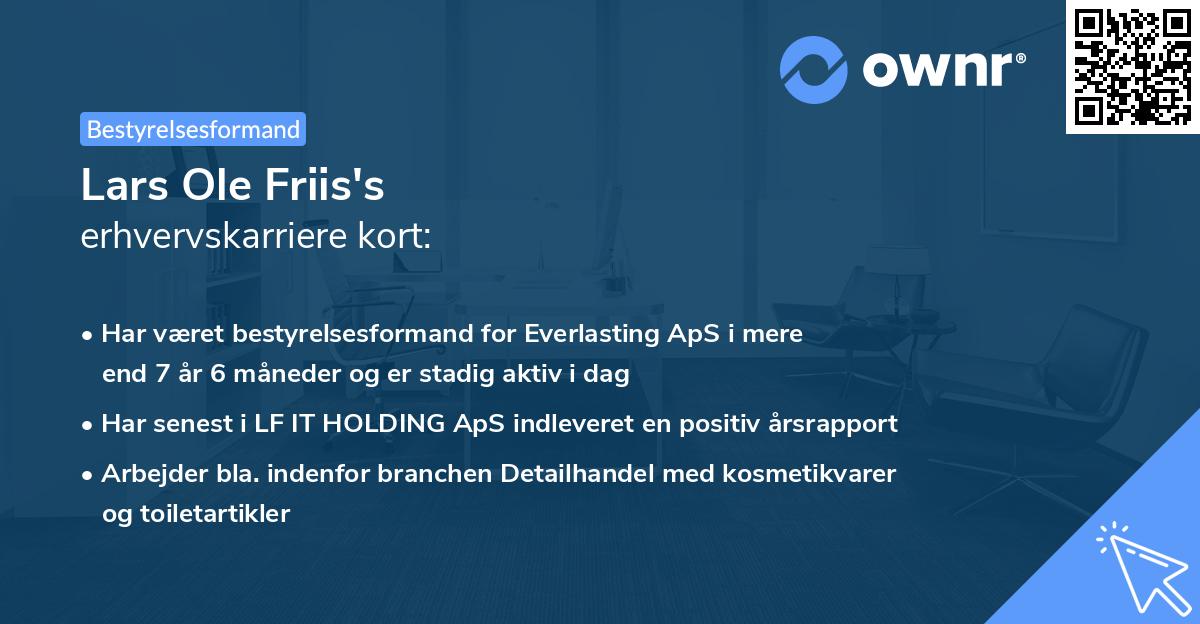 Lars Ole Friis's erhvervskarriere kort