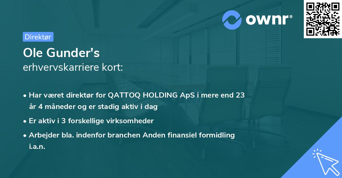 Ole Gunder's erhvervskarriere kort