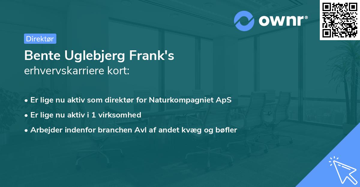 Bente Uglebjerg Frank's erhvervskarriere kort