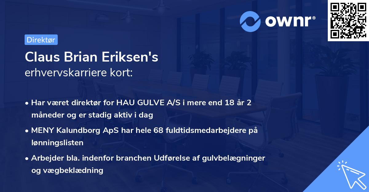 Claus Brian Eriksen's erhvervskarriere kort