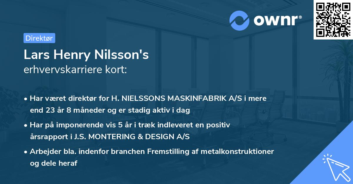 Lars Henry Nilsson's erhvervskarriere kort