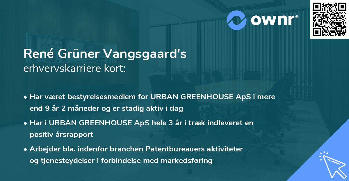 René Grüner Vangsgaard's erhvervskarriere kort