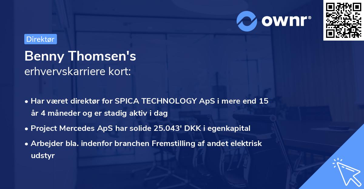 Benny Thomsen's erhvervskarriere kort