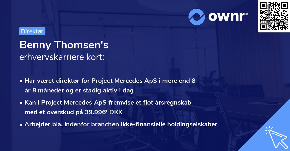 Benny Thomsen's erhvervskarriere kort