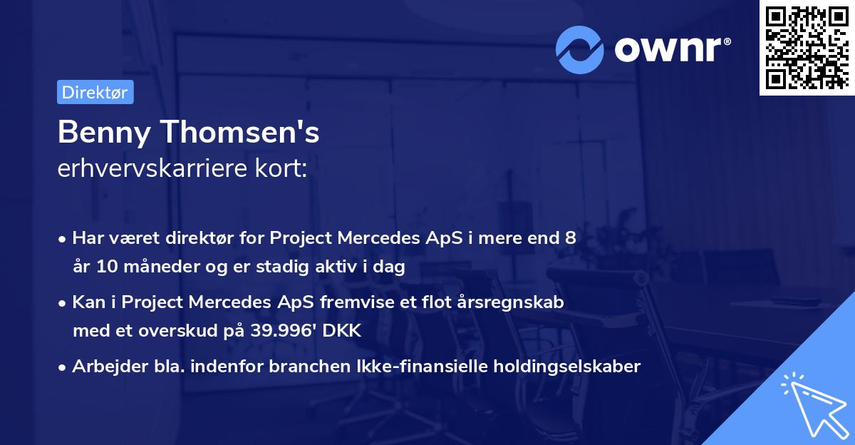 Benny Thomsen's erhvervskarriere kort