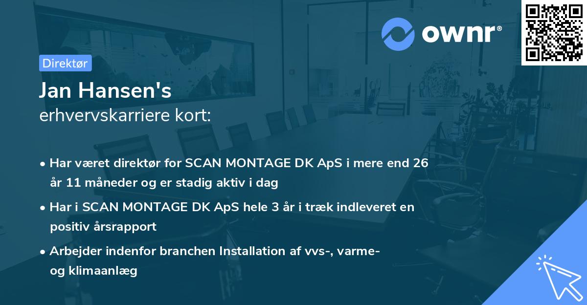 Jan Hansen's erhvervskarriere kort