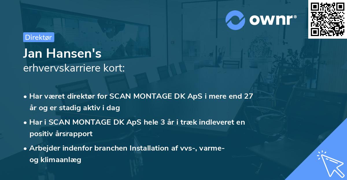 Jan Hansen's erhvervskarriere kort