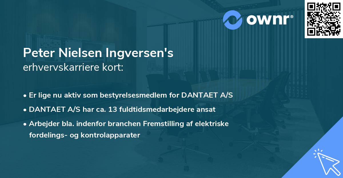 Peter Nielsen Ingversen's erhvervskarriere kort