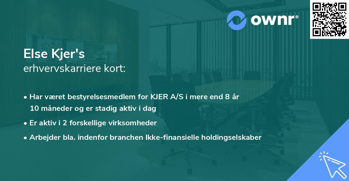 Else Kjer's erhvervskarriere kort