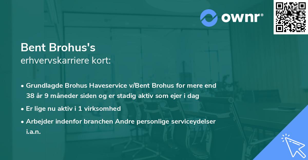 Bent Brohus's erhvervskarriere kort