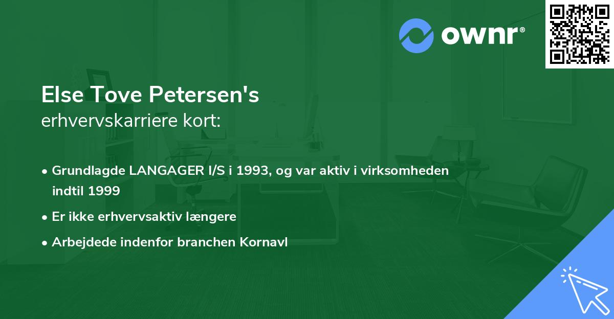 Else Tove Petersen's erhvervskarriere kort