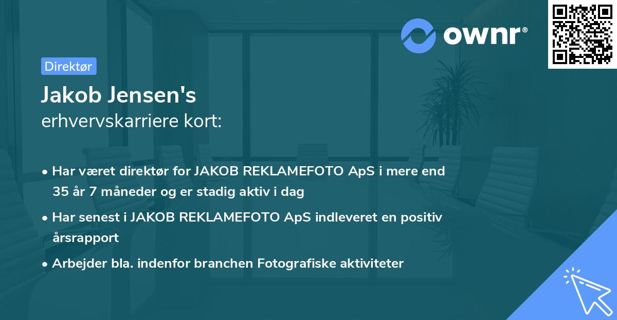 Jakob Jensen's erhvervskarriere kort