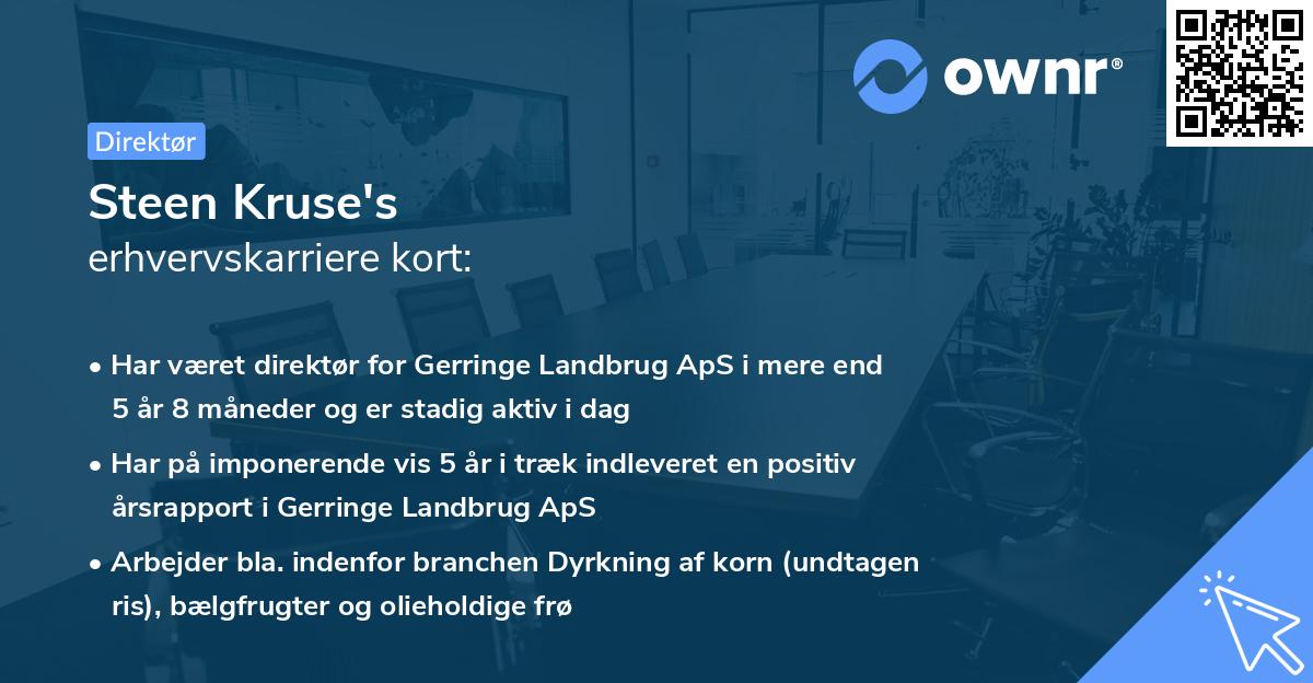 Steen Kruse's erhvervskarriere kort