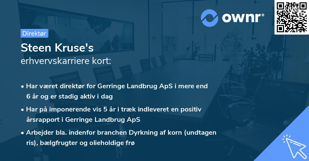 Steen Kruse's erhvervskarriere kort