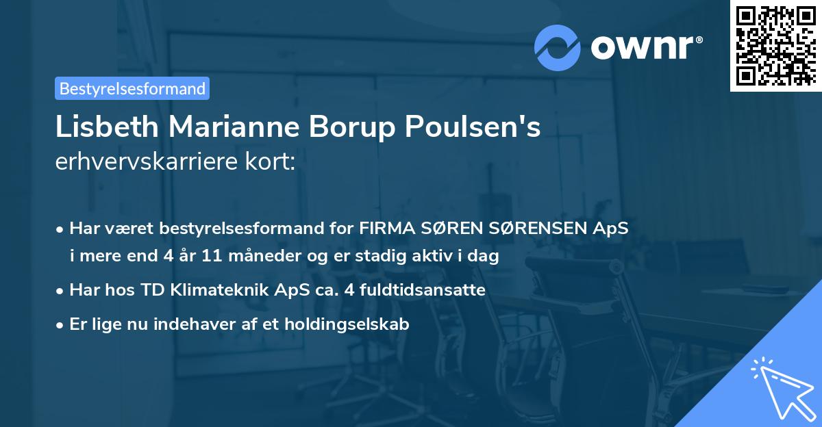 Lisbeth Marianne Borup Poulsen's erhvervskarriere kort