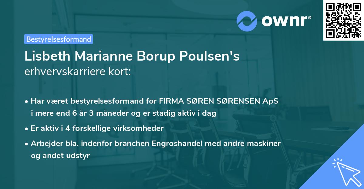 Lisbeth Marianne Borup Poulsen's erhvervskarriere kort
