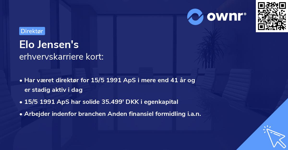 Elo Jensen's erhvervskarriere kort
