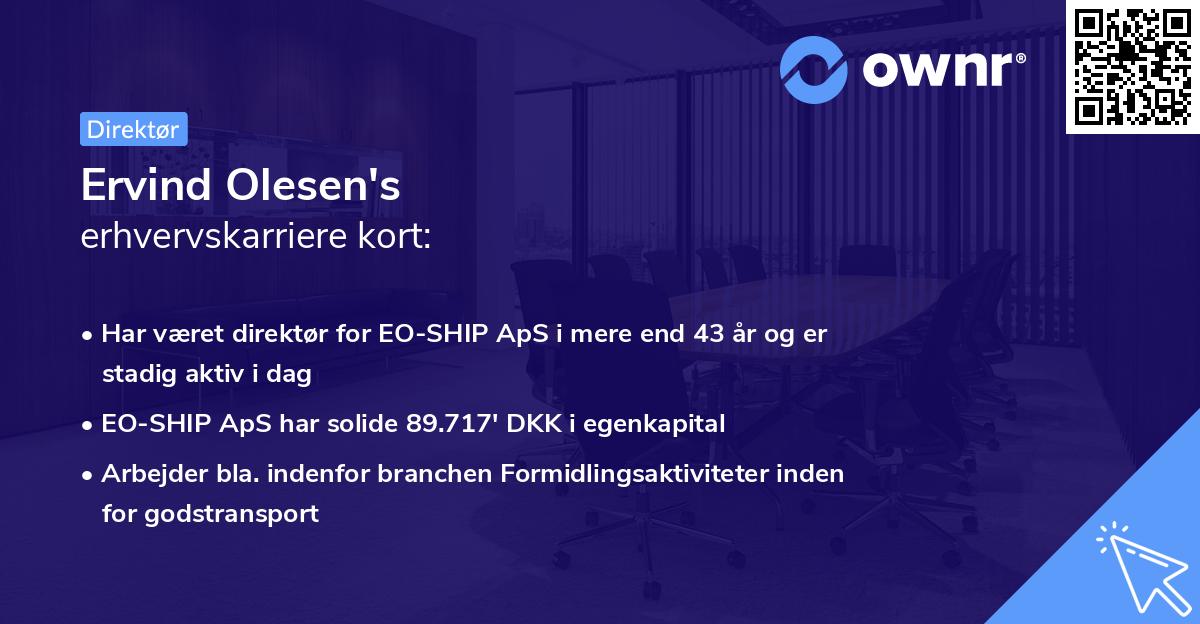 Ervind Olesen's erhvervskarriere kort