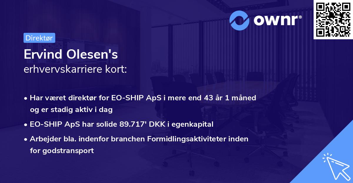 Ervind Olesen's erhvervskarriere kort