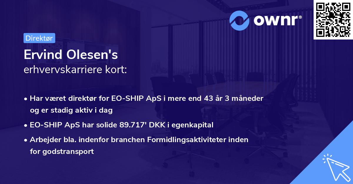 Ervind Olesen's erhvervskarriere kort