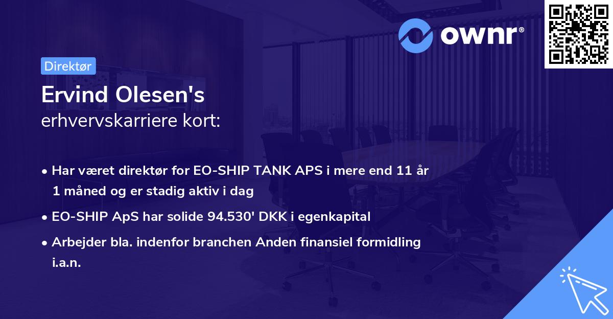 Ervind Olesen's erhvervskarriere kort