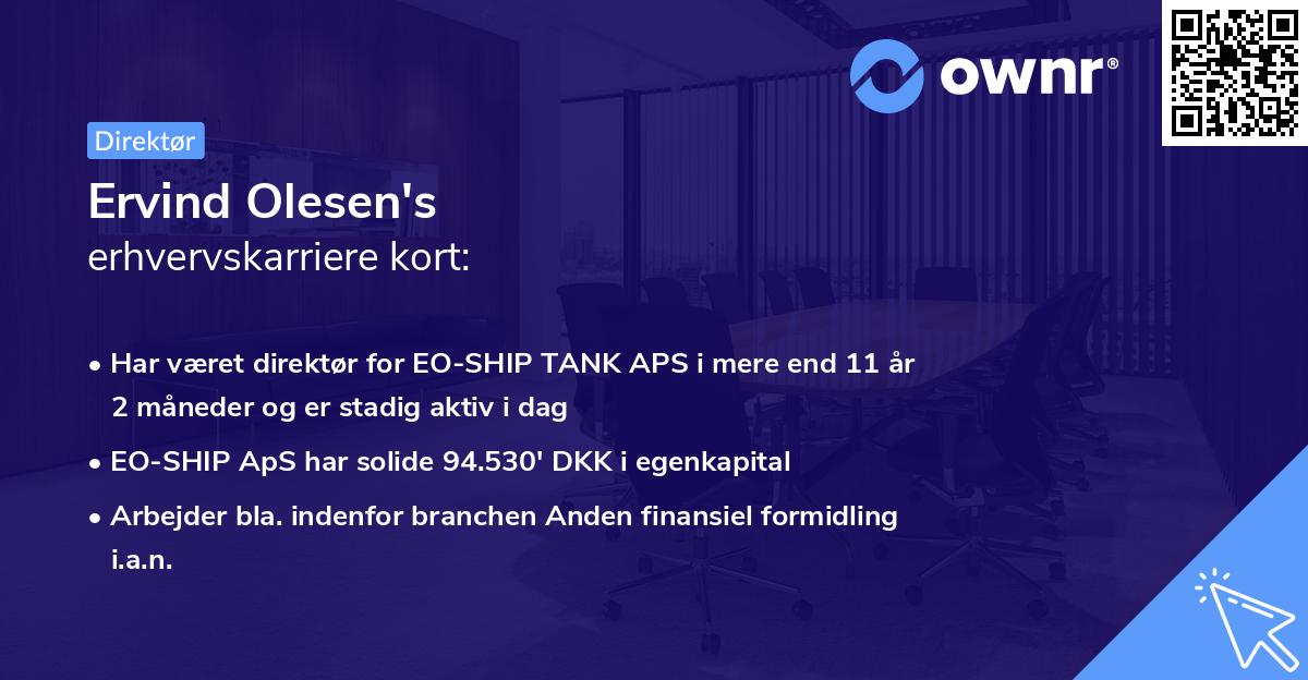 Ervind Olesen's erhvervskarriere kort