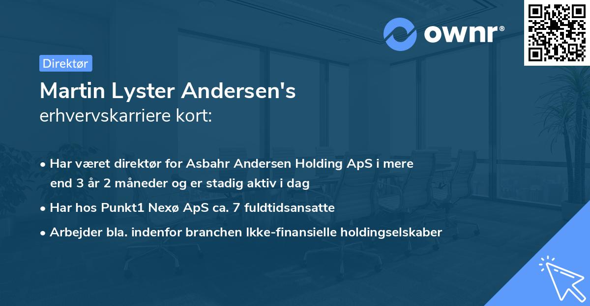 Martin Lyster Andersen's erhvervskarriere kort