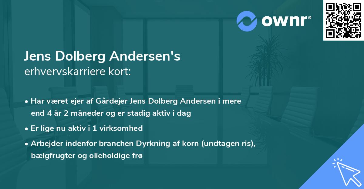 Jens Dolberg Andersen's erhvervskarriere kort