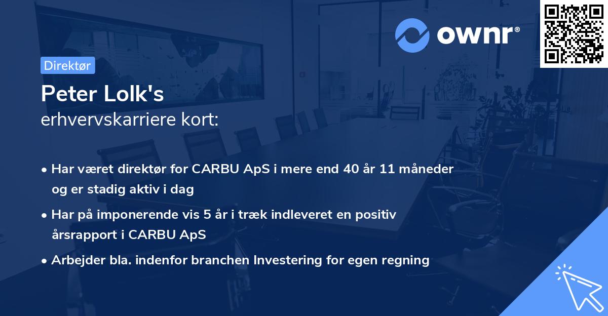 Peter Lolk's erhvervskarriere kort