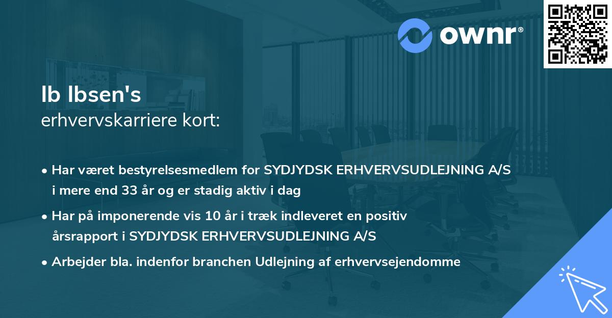 Ib Ibsen's erhvervskarriere kort