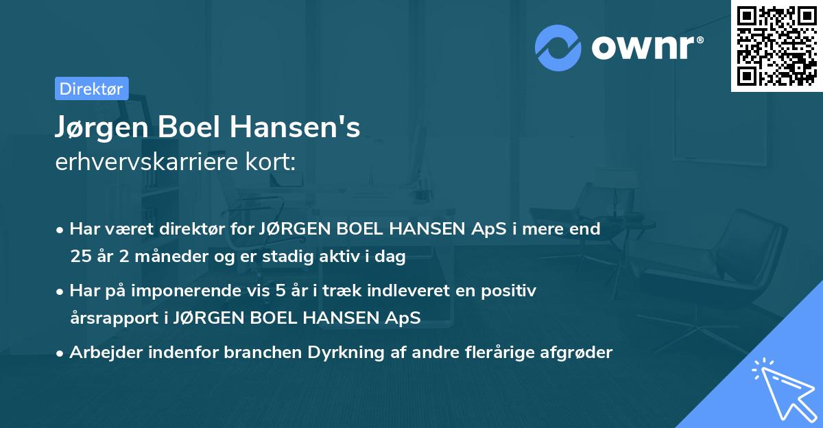 Jørgen Boel Hansen's erhvervskarriere kort