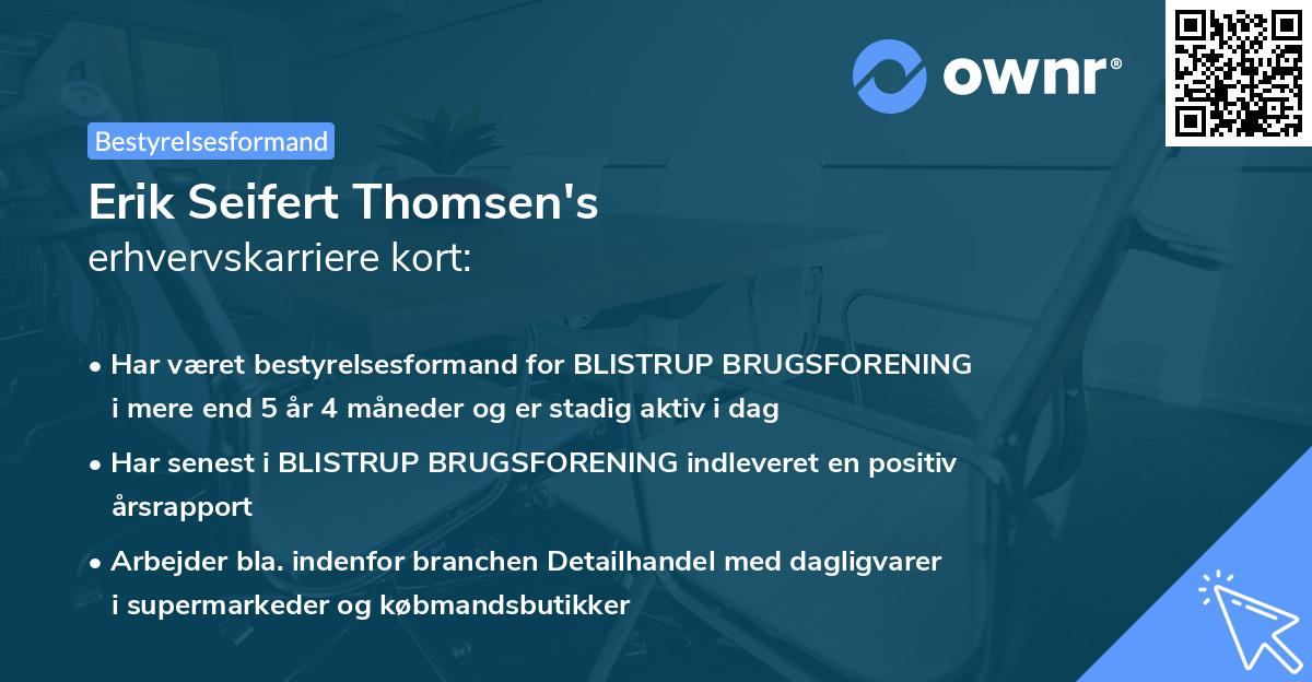Erik Seifert Thomsen's erhvervskarriere kort