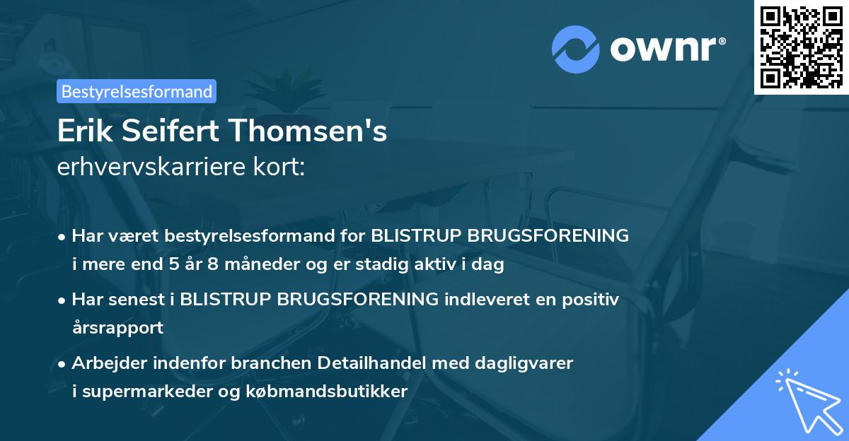 Erik Seifert Thomsen's erhvervskarriere kort