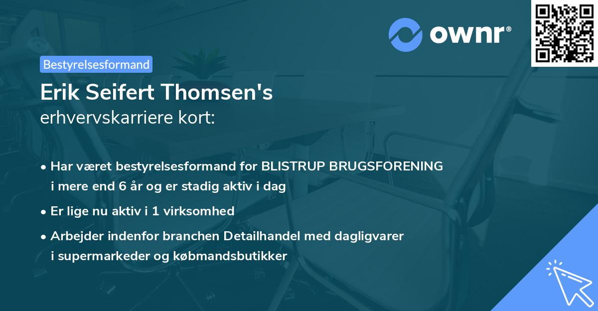 Erik Seifert Thomsen's erhvervskarriere kort