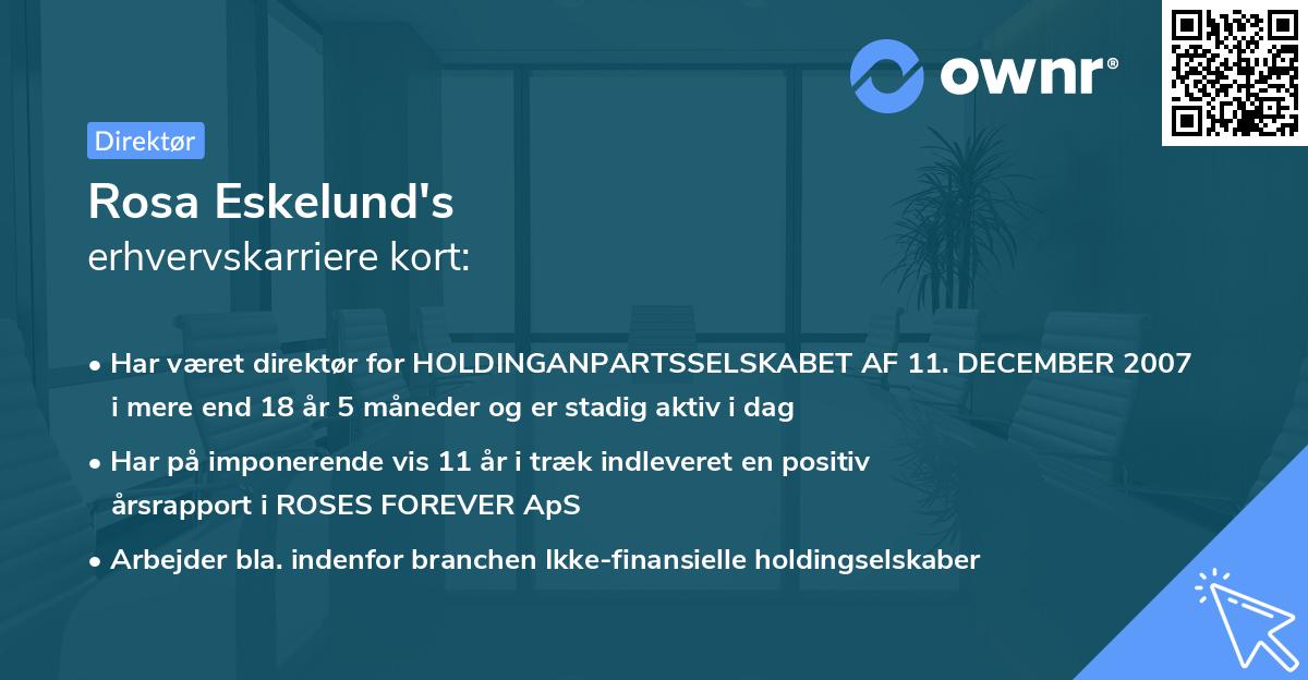 Rosa Eskelund's erhvervskarriere kort